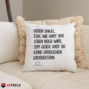 22Feels® Enkel Geschenk - Kissen mit Spruch (Weiss 40x40cm)-Kissen Weiss 40x40-22Feels