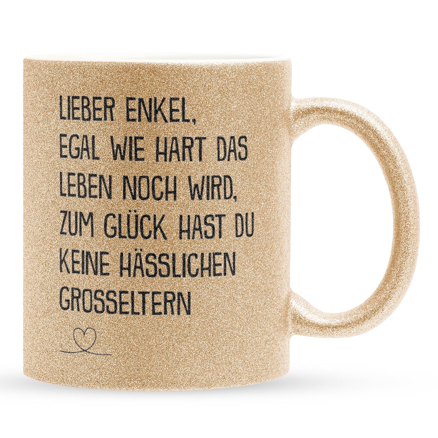 22Feels® Enkel Geschenk - Glitzertasse mit Spruch (Gold, 320ml)-Glitzertasse Gold 320ml-22Feels