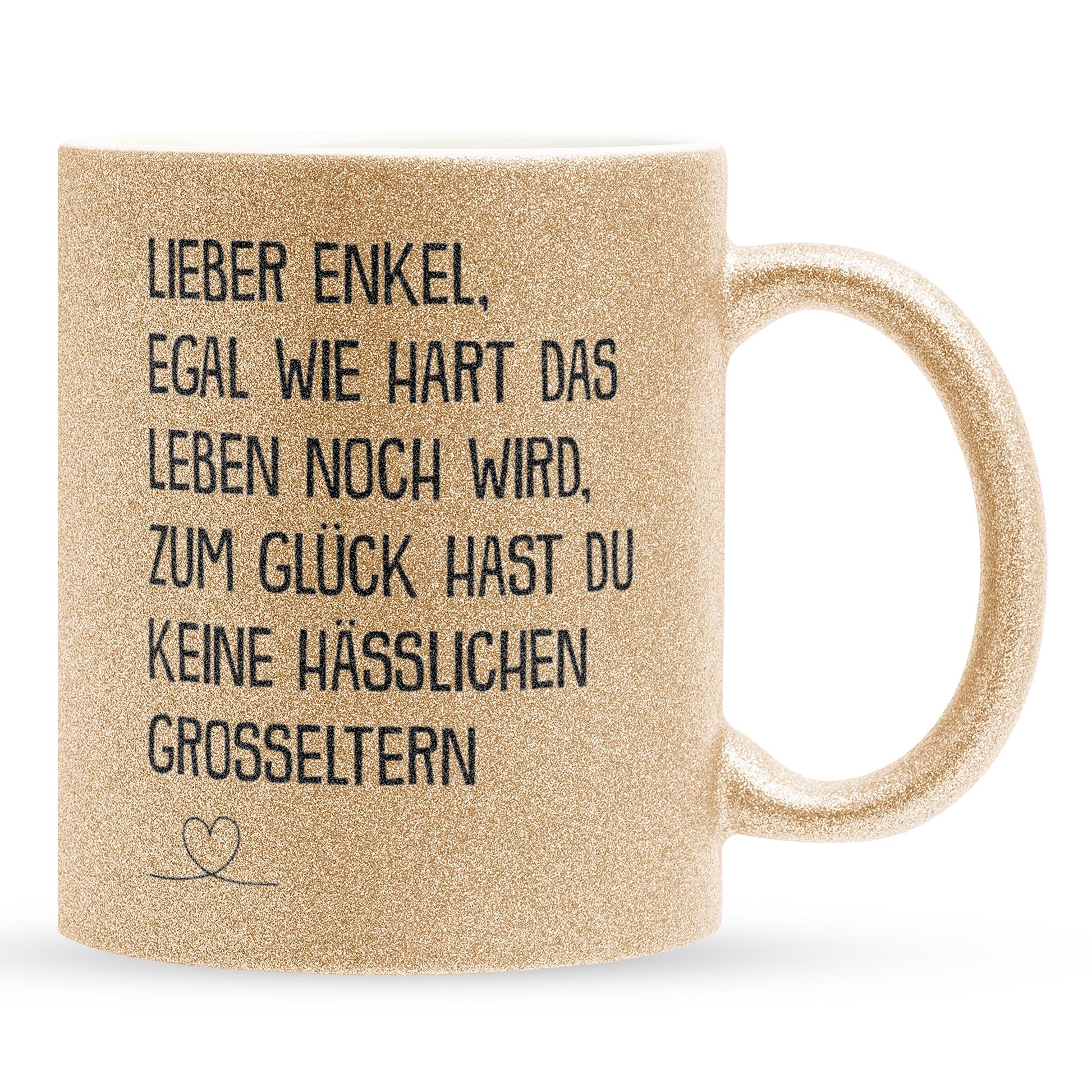 22Feels® Enkel Geschenk - Glitzertasse mit Spruch (Gold, 320ml)-Glitzertasse Gold 320ml-22Feels