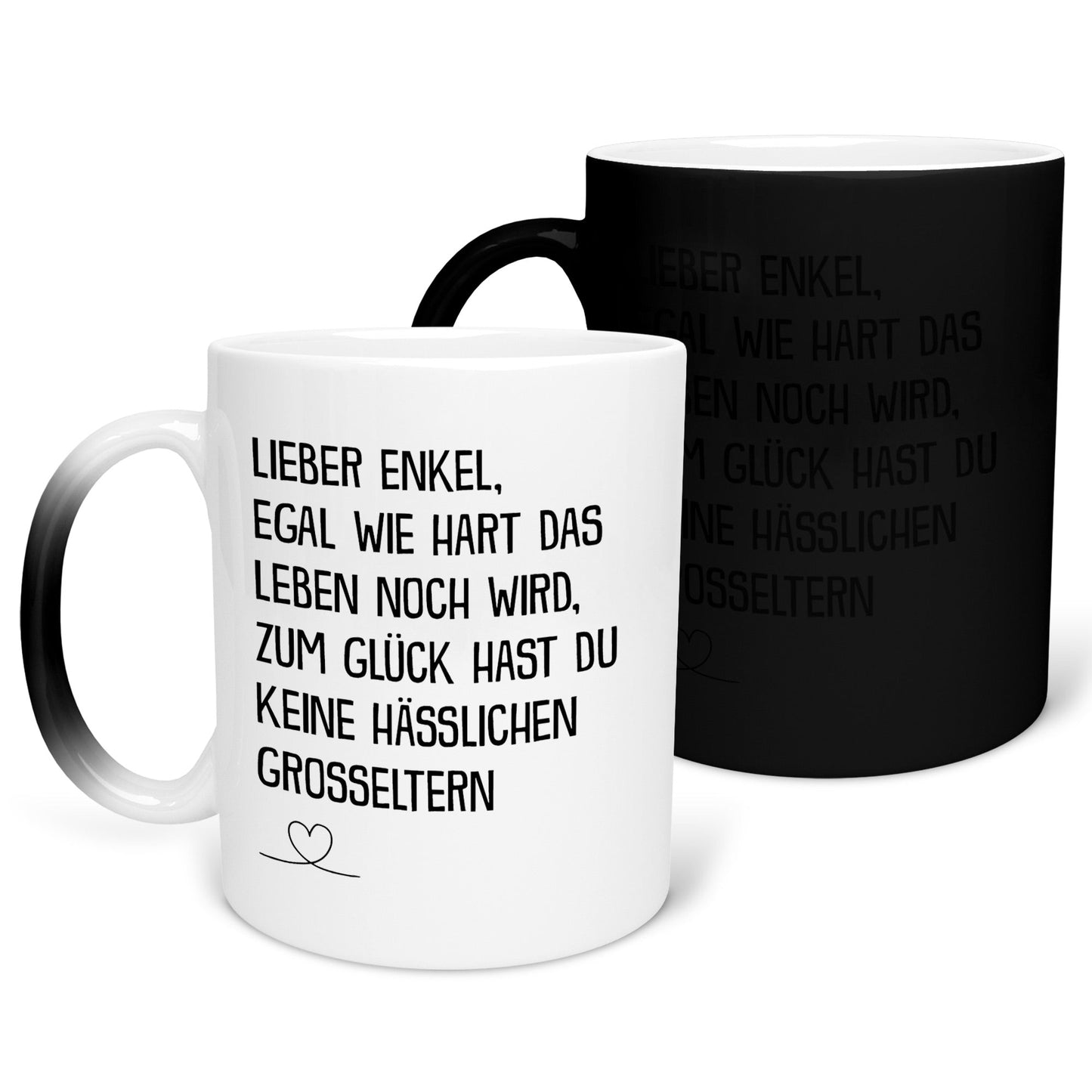 22Feels® Enkel Geschenk - Zaubertasse mit Spruch (Matt-Schwarz und Weiss, 320ml)-Farbwechsel Tasse Matt 320ml-22Feels