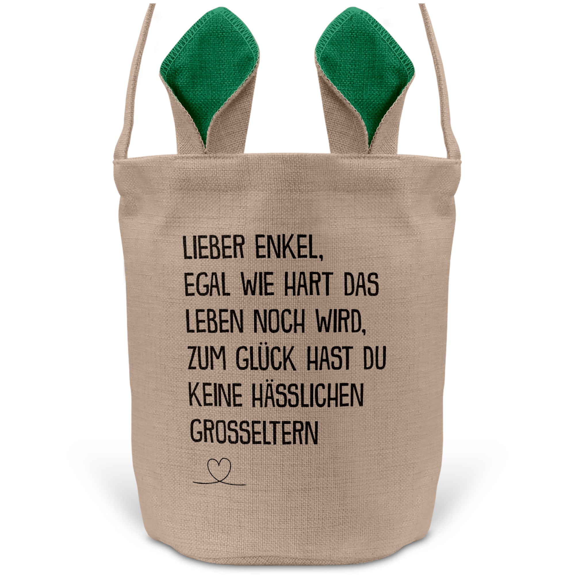 22Feels® Enkel Kinder Junge Osterkorb mit Henkel Ostergeschenk Tragetasche Ostern Deko Osternest Körbchen Hasenohren (Beige/Grün)-Ostern Tragetasche-22Feels