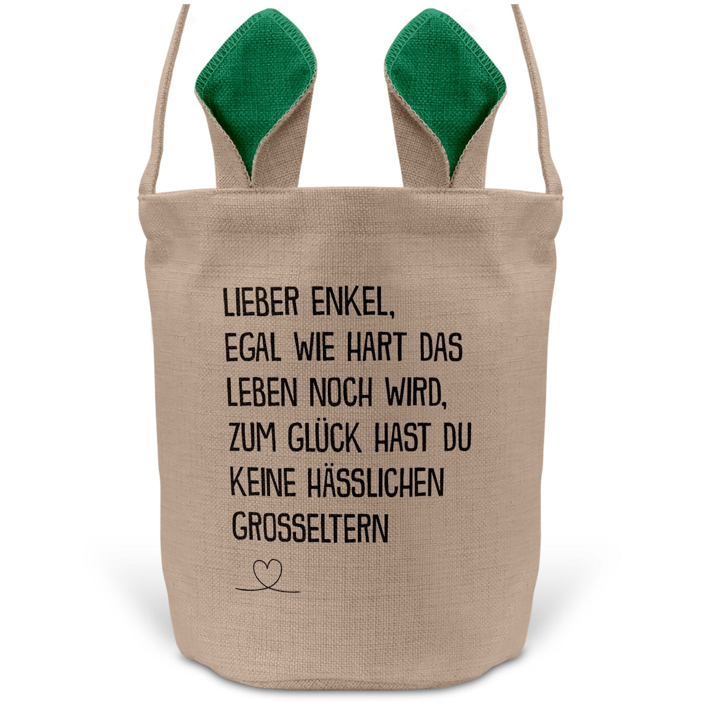 22Feels® Enkel Kinder Junge Osterkorb mit Henkel Ostergeschenk Tragetasche Ostern Deko Osternest Körbchen Hasenohren (Beige/Grün)-Ostern Tragetasche-22Feels
