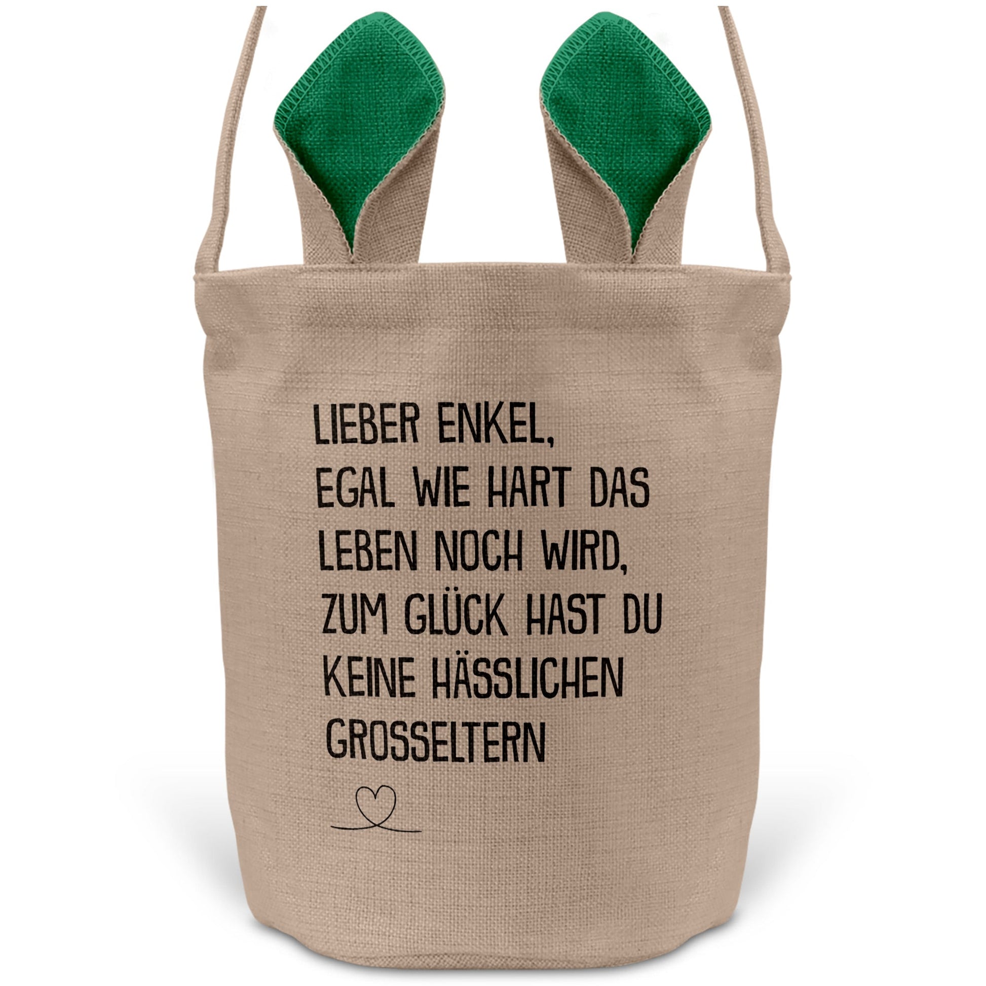 22Feels® Enkel Kinder Junge Osterkorb mit Henkel Ostergeschenk Tragetasche Ostern Deko Osternest Körbchen Hasenohren (Beige/Grün)-Ostern Tragetasche-22Feels