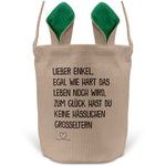 22Feels® Enkel Kinder Junge Osterkorb mit Henkel Ostergeschenk Tragetasche Ostern Deko Osternest Körbchen Hasenohren (Beige/Grün)-Ostern Tragetasche-22Feels