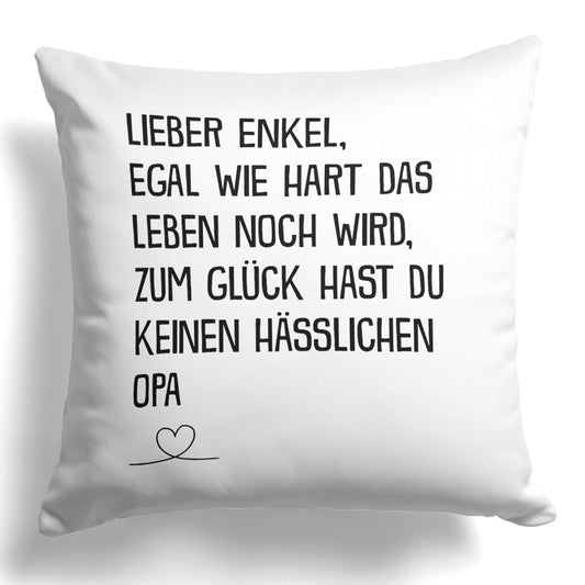 22Feels® Enkel Geschenk vom Opa - Kissen mit Spruch (Weiss 40x40cm)-Kissen Weiss 40x40-22Feels