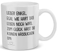 22Feels® Geschenk für Enkel von Opa - Tasse mit Spruch: Egal Wie Hart (Weiss, 320ml)-Weisse Tasse 325ml-22Feels