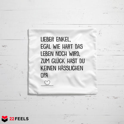 22Feels® Enkel Geschenk vom Opa - Kissen mit Spruch (Weiss 40x40cm)-Kissen Weiss 40x40-22Feels