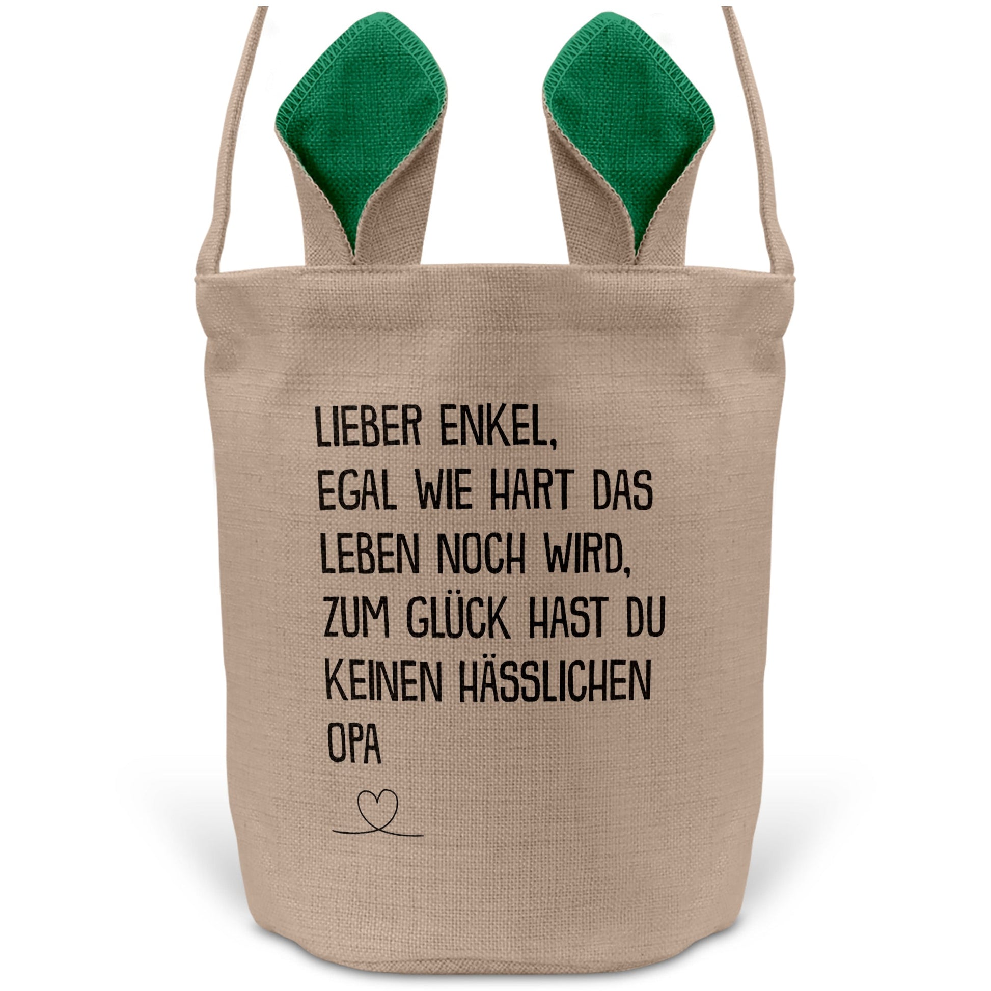 22Feels® Enkel Osterkorb von Opa Kinder Junge mit Henkel Ostergeschenk Tragetasche Ostern Deko Osternest Körbchen Hasenohren (Beige/Grün)-Ostern Tragetasche-22Feels