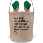 22Feels® Enkel Osterkorb von Opa Kinder Junge mit Henkel Ostergeschenk Tragetasche Ostern Deko Osternest Körbchen Hasenohren (Beige/Grün)-Ostern Tragetasche-22Feels