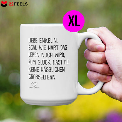 22Feels® Enkelin Geschenk - XL Tasse mit Spruch (Weiss, 440ml)-Weisse XL Tasse 440ml-22Feels