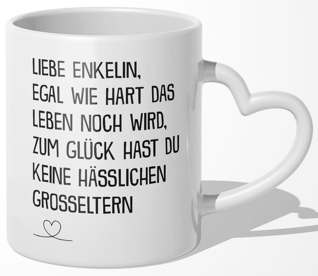 22Feels® Enkelin Geschenk von Oma und Opa - Tasse mit Spruch (Herzhenkel, Weiss, 320ml)-Tasse Weiss Herzhenkel 320ml-22Feels