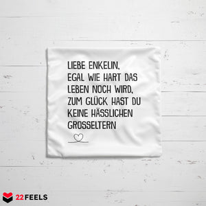 22Feels® Enkelin Geschenk - Kissen mit Spruch (Weiss 40x40cm)-Kissen Weiss 40x40-22Feels