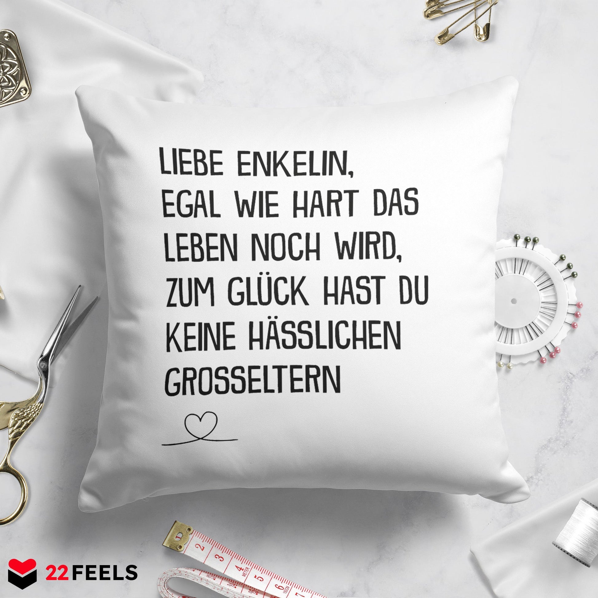 22Feels® Enkelin Geschenk - Kissen mit Spruch (Weiss 40x40cm)-Kissen Weiss 40x40-22Feels