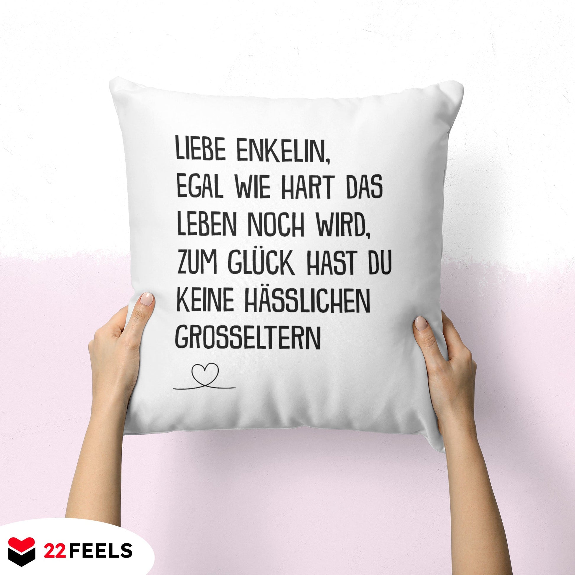 22Feels® Enkelin Geschenk - Kissen mit Spruch (Weiss 40x40cm)-Kissen Weiss 40x40-22Feels