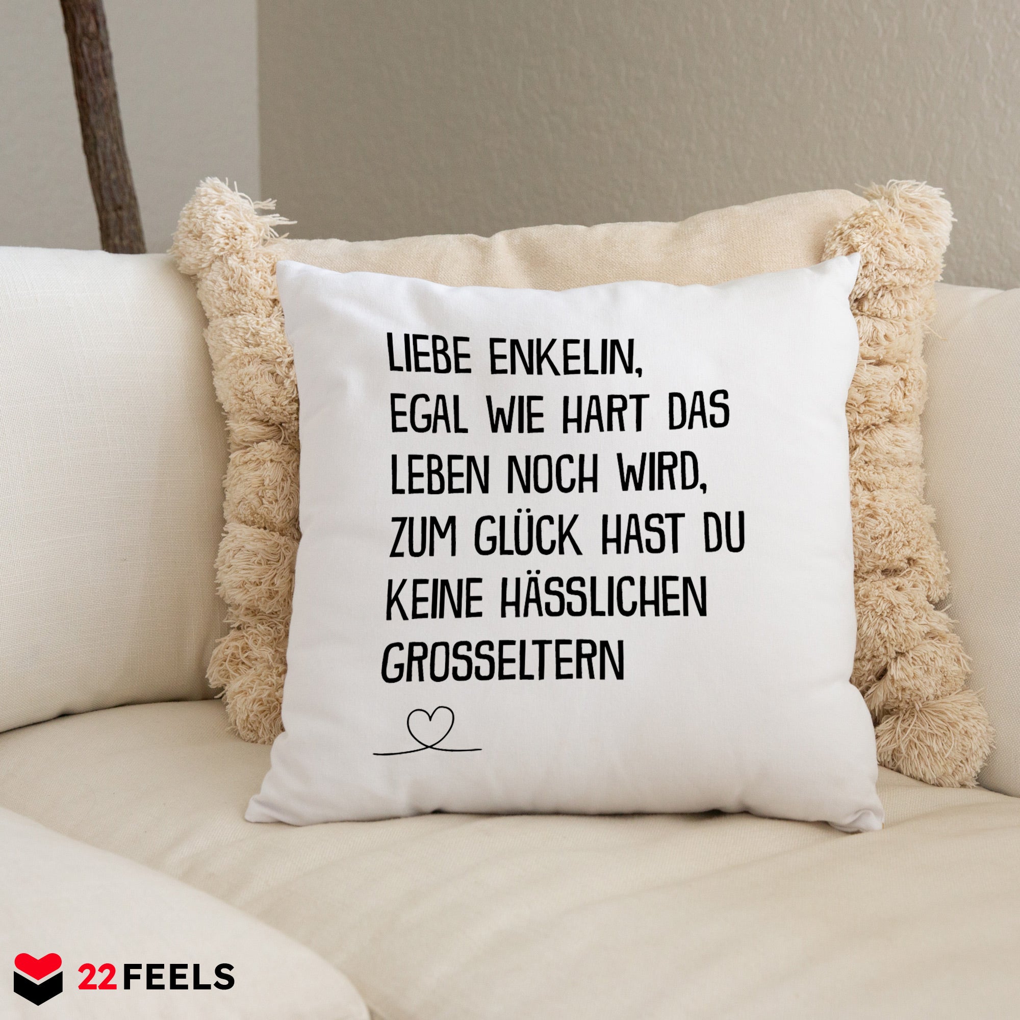 22Feels® Enkelin Geschenk - Kissen mit Spruch (Weiss 40x40cm)-Kissen Weiss 40x40-22Feels