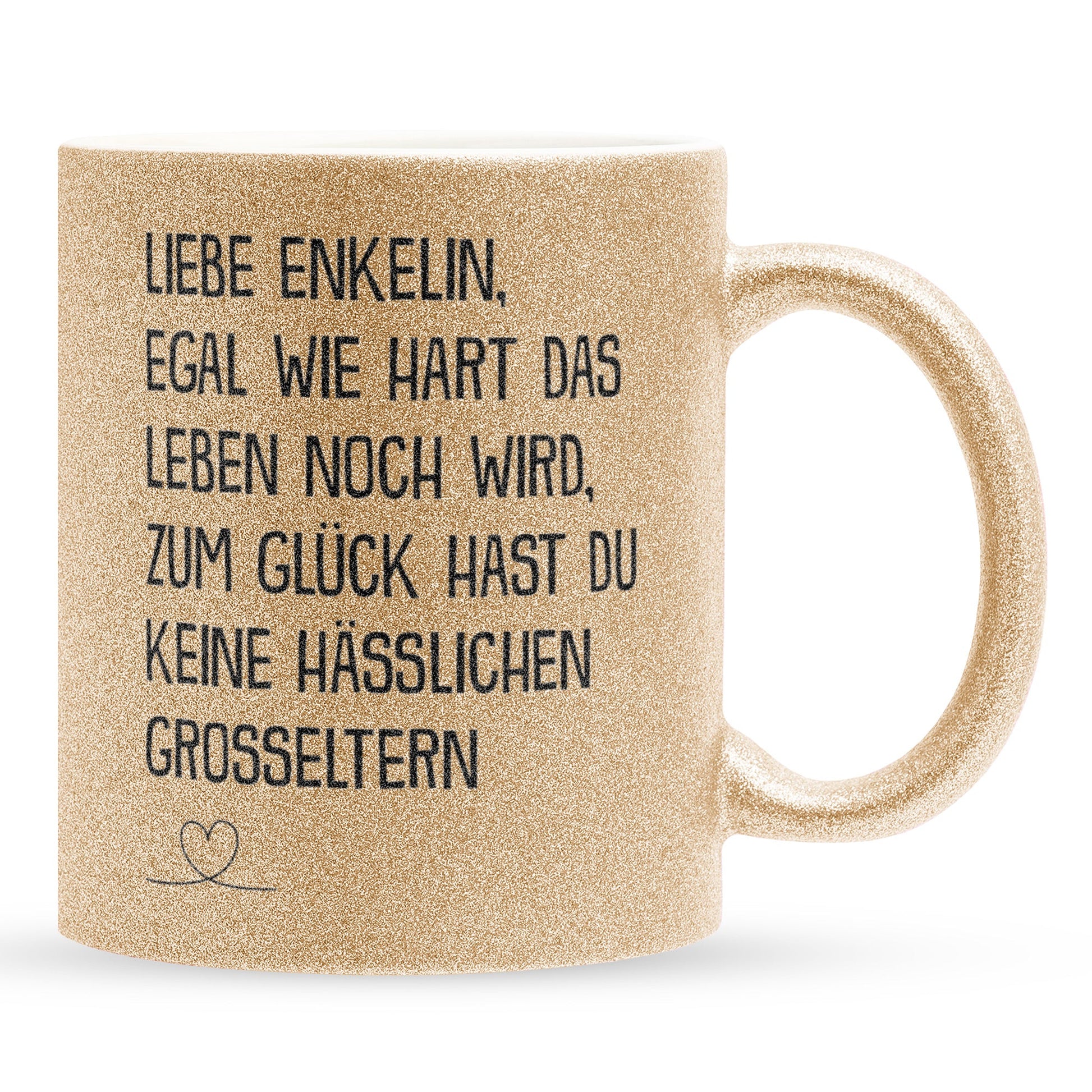 22Feels® Enkelin Geschenk - Glitzertasse mit Spruch (Gold, 320ml)-Glitzertasse Gold 320ml-22Feels