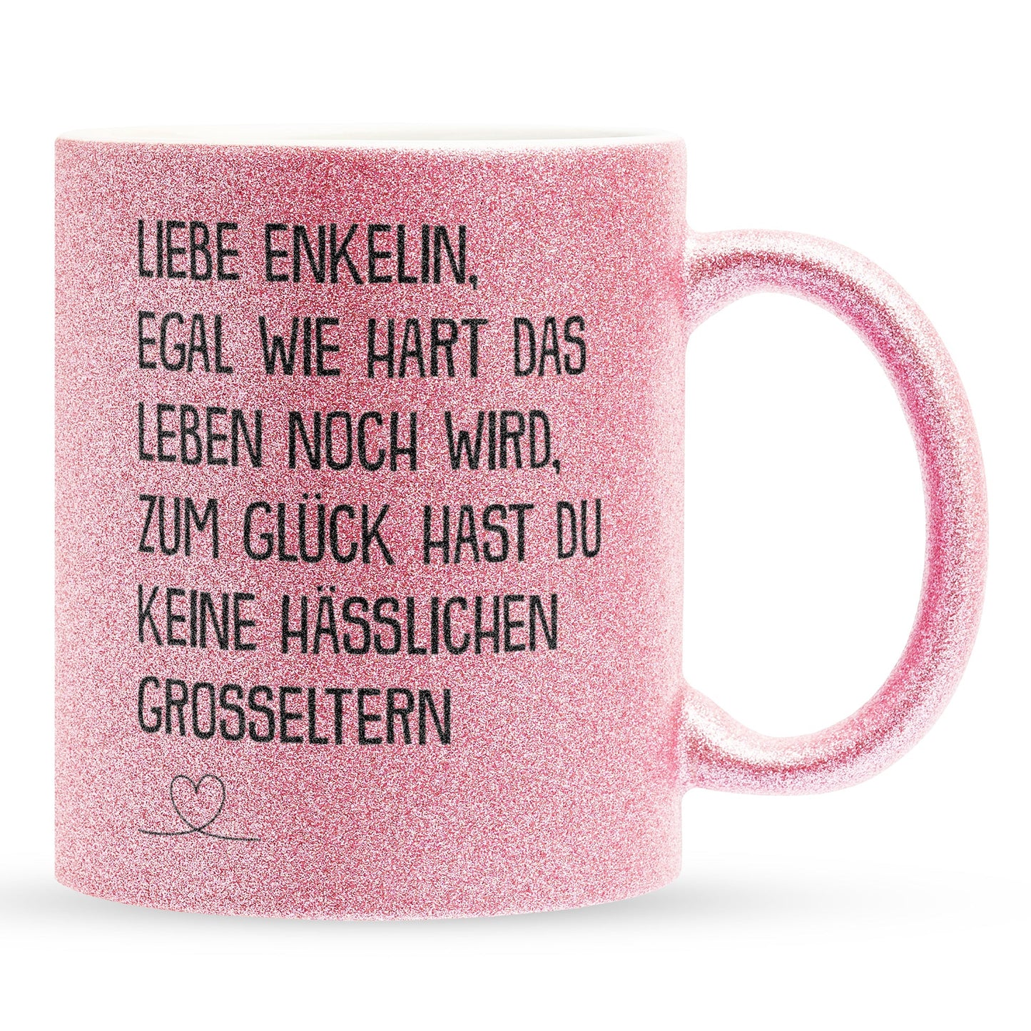 22Feels® Enkelin Geschenk - Glitzertasse mit Spruch (Pink, 320ml)-Glitzertasse Pink 320ml-22Feels