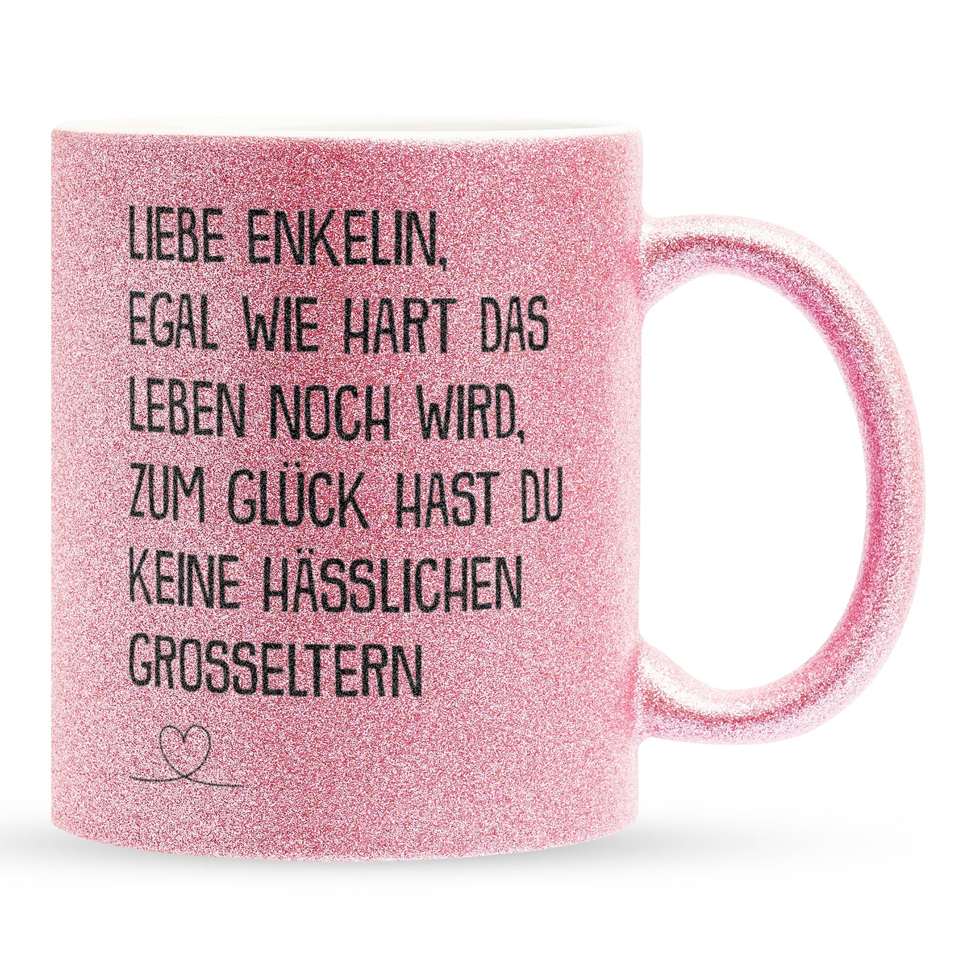 22Feels® Enkelin Geschenk - Glitzertasse mit Spruch (Pink, 320ml)-Glitzertasse Pink 320ml-22Feels