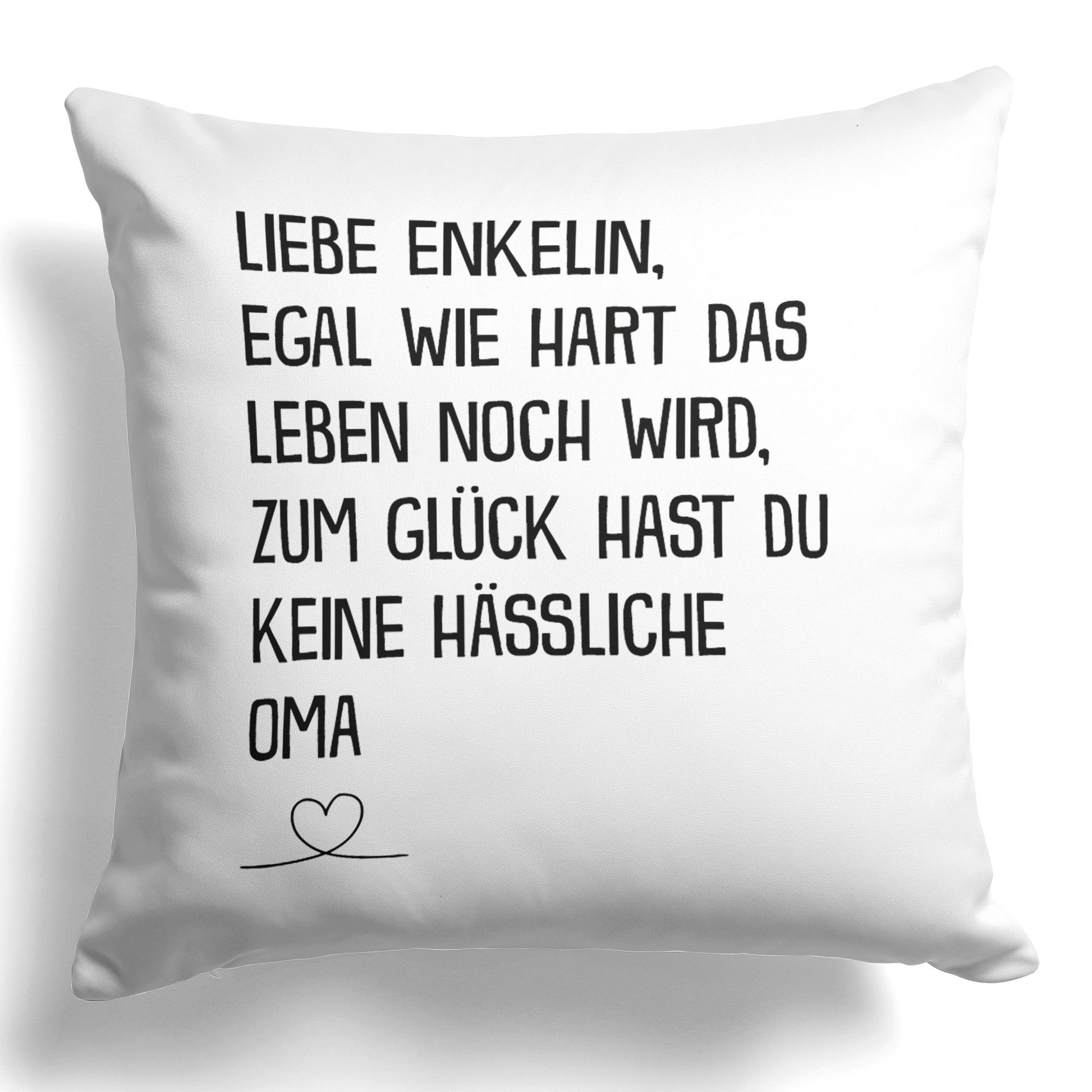22Feels® Enkelin Geschenk von der Oma - Kissen mit Spruch (Weiss 40x40cm)-Kissen Weiss 40x40-22Feels