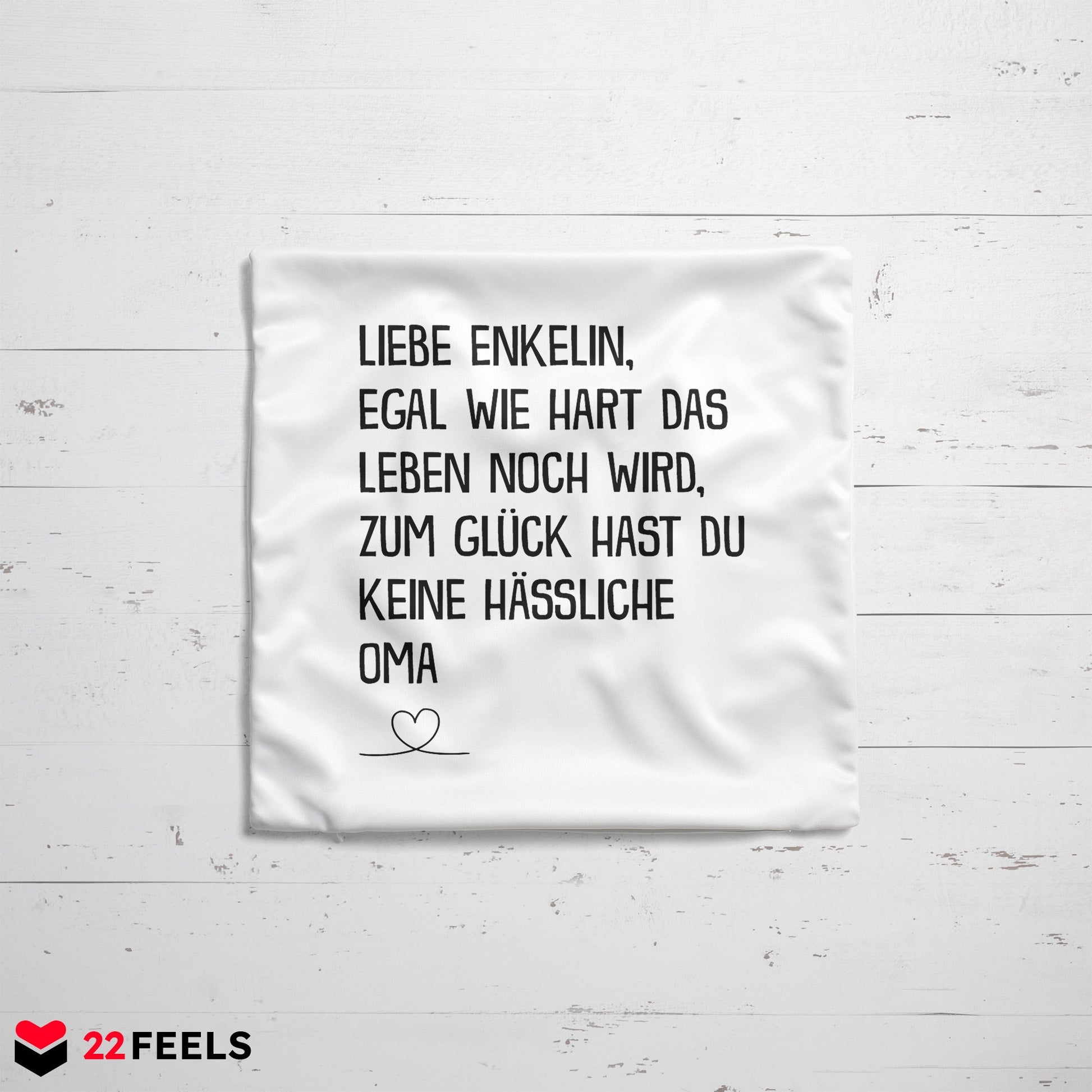 22Feels® Enkelin Geschenk von der Oma - Kissen mit Spruch (Weiss 40x40cm)-Kissen Weiss 40x40-22Feels