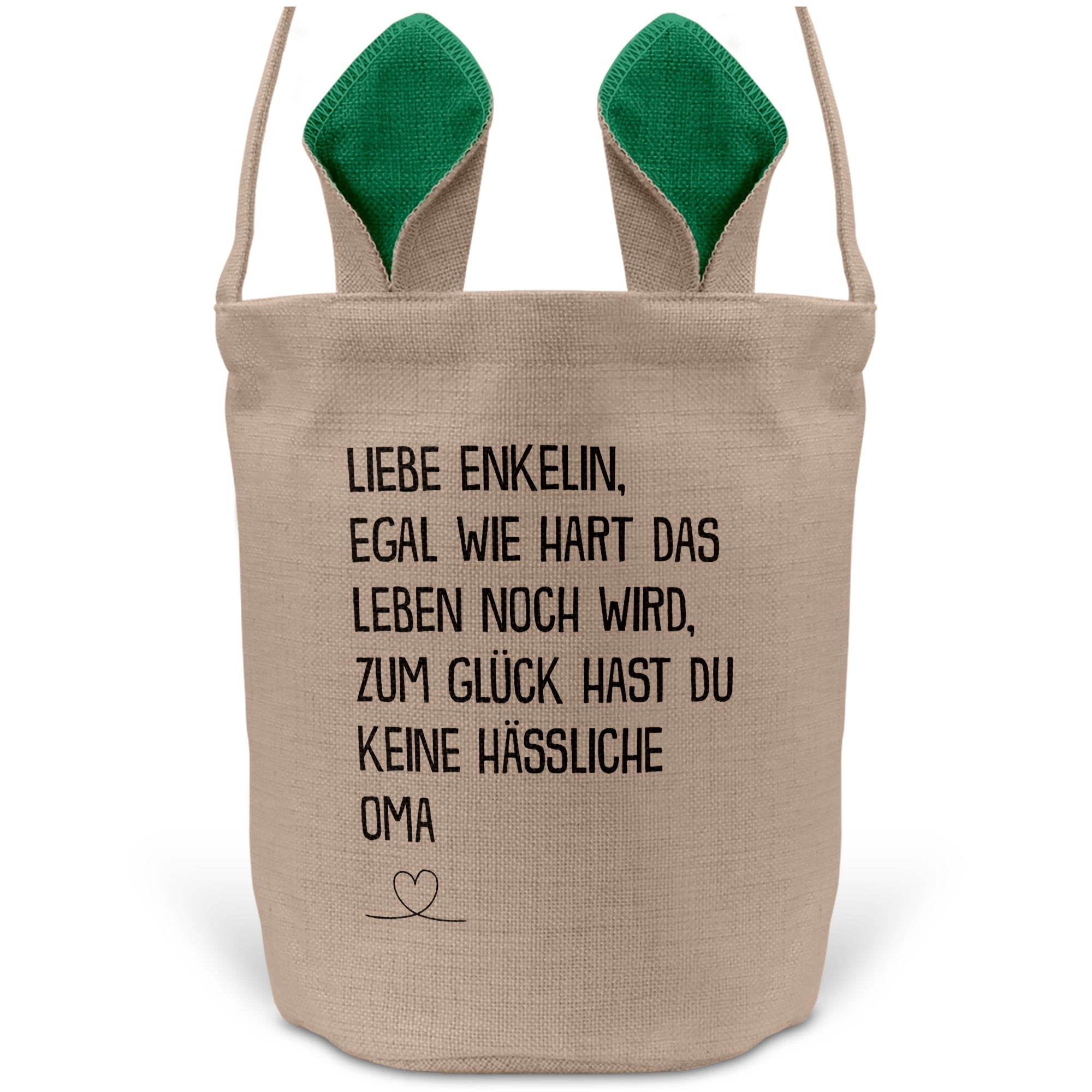 22Feels® Enkelin Osterkorb von Oma Kinder Mädchen mit Henkel Ostergeschenk Tragetasche Ostern Deko Osternest Körbchen Hasenohren (Beige/Grün)-Ostern Tragetasche-22Feels