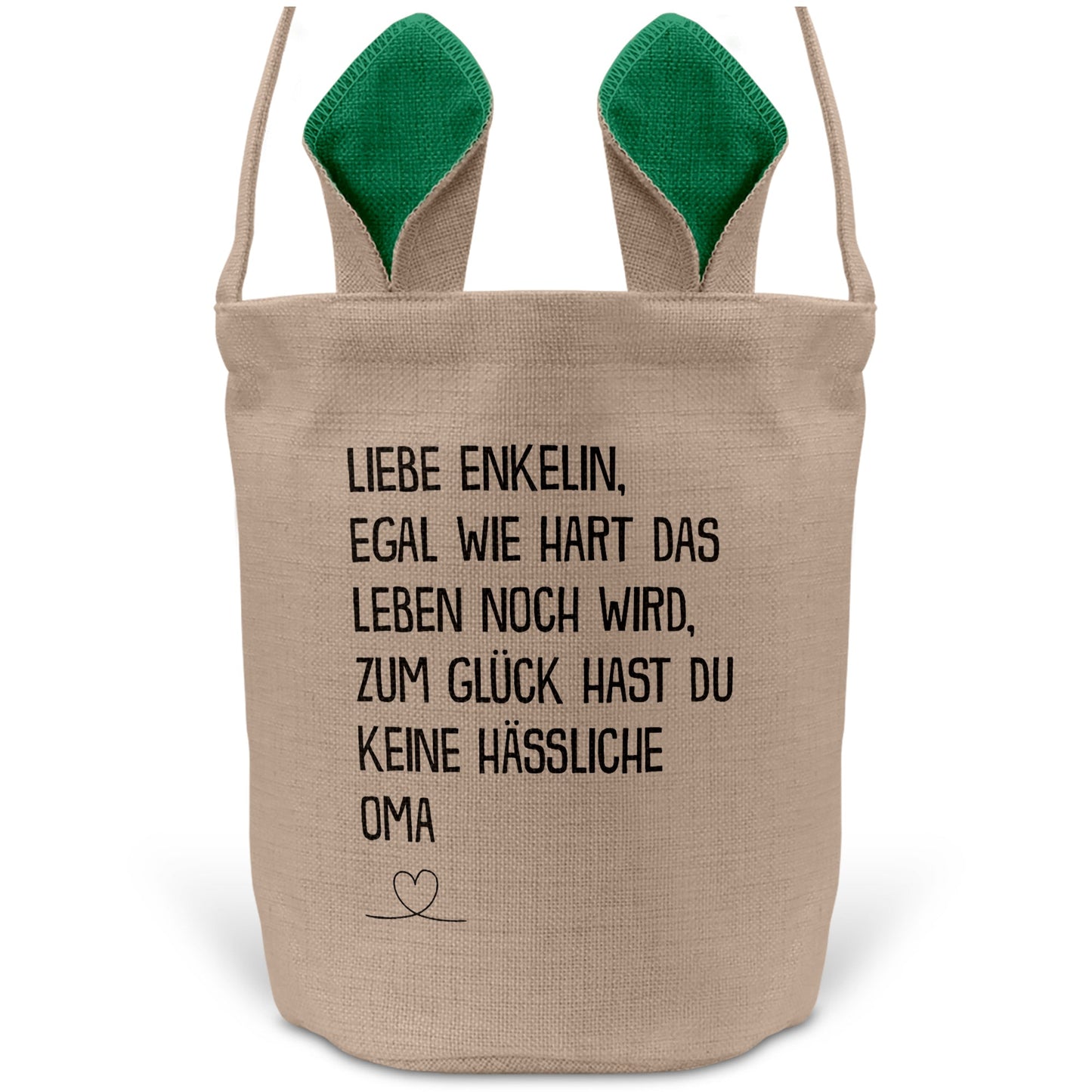 22Feels® Enkelin Osterkorb von Oma Kinder Mädchen mit Henkel Ostergeschenk Tragetasche Ostern Deko Osternest Körbchen Hasenohren (Beige/Grün)-Ostern Tragetasche-22Feels