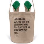 22Feels® Enkelin Osterkorb von Oma Kinder Mädchen mit Henkel Ostergeschenk Tragetasche Ostern Deko Osternest Körbchen Hasenohren (Beige/Grün)-Ostern Tragetasche-22Feels