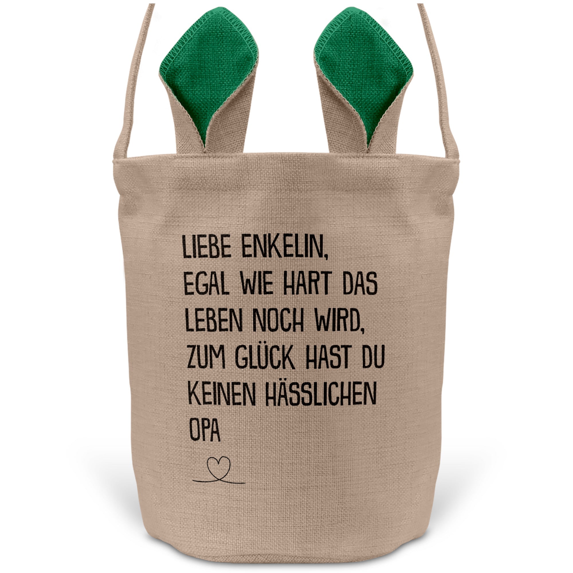 22Feels® Enkelin Osterkorb von Opa Kinder Mädchen mit Henkel Ostergeschenk Tragetasche Ostern Deko Osternest Körbchen Hasenohren (Beige/Grün)-Ostern Tragetasche-22Feels