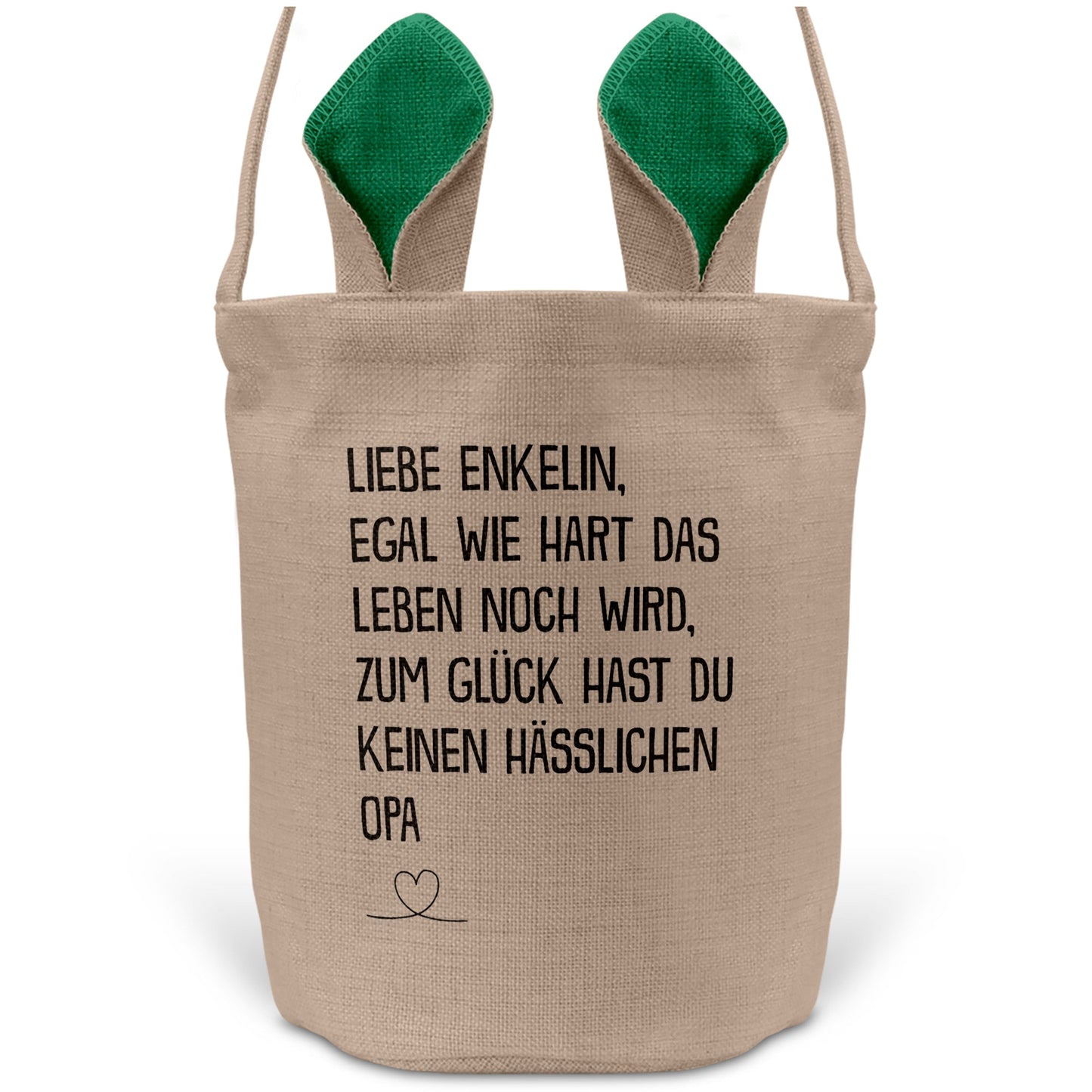 22Feels® Enkelin Osterkorb von Opa Kinder Mädchen mit Henkel Ostergeschenk Tragetasche Ostern Deko Osternest Körbchen Hasenohren (Beige/Grün)-Ostern Tragetasche-22Feels