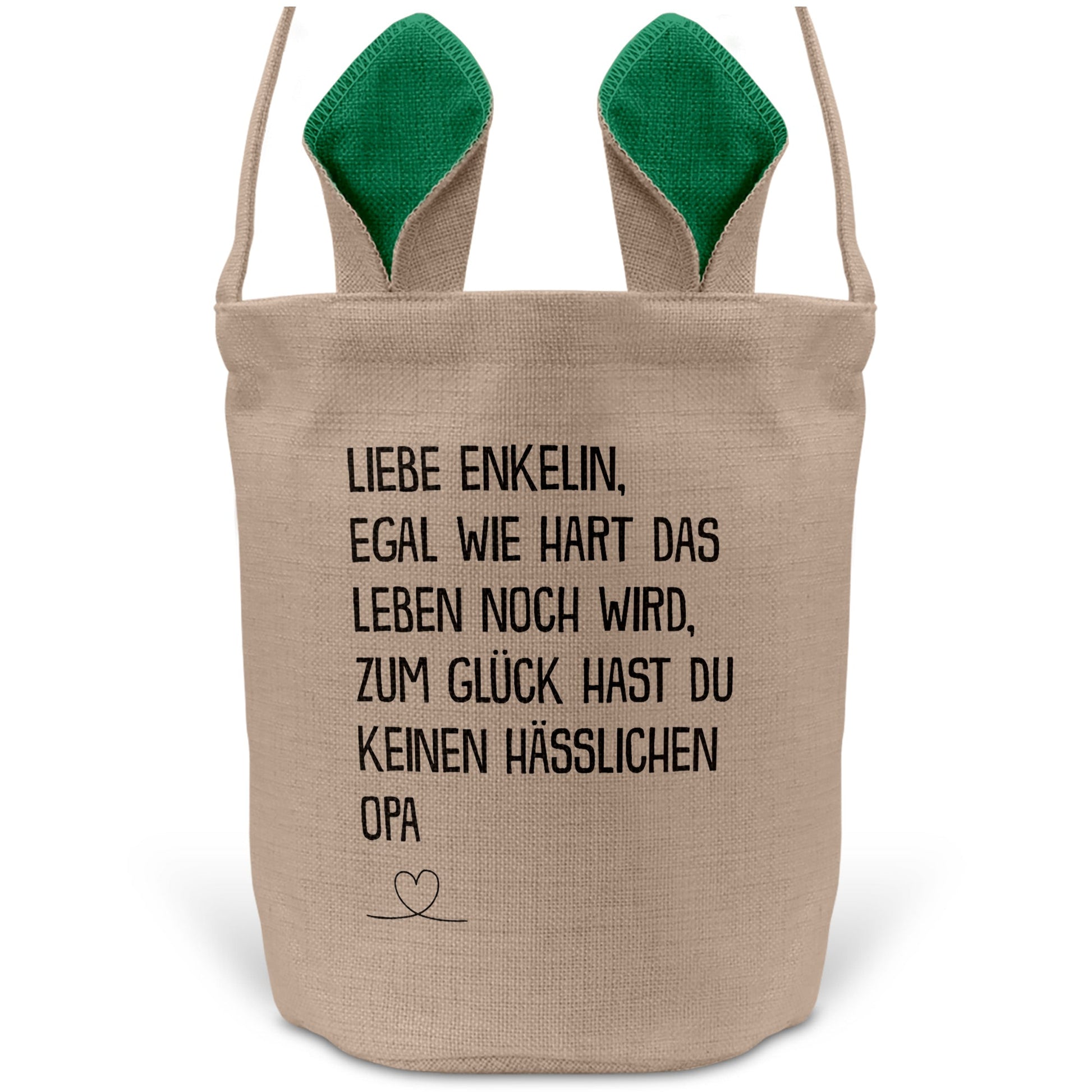 22Feels® Enkelin Osterkorb von Opa Kinder Mädchen mit Henkel Ostergeschenk Tragetasche Ostern Deko Osternest Körbchen Hasenohren (Beige/Grün)-Ostern Tragetasche-22Feels