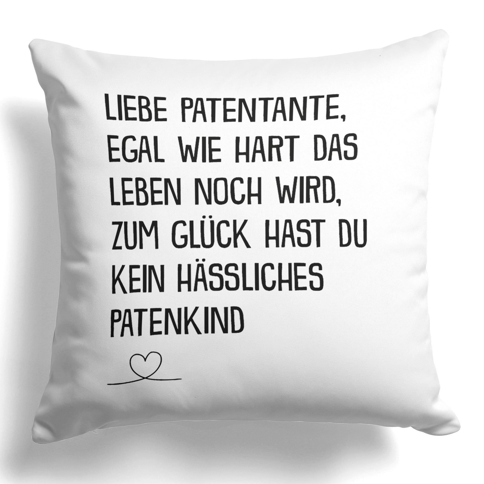 22Feels® Patentante Geschenk - Kissen mit Spruch (Weiss 40x40cm)-Kissen Weiss 40x40-22Feels
