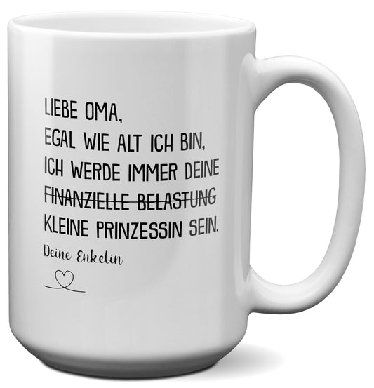 22Feels® Oma Geschenk von Enkelin - XL Tasse mit Spruch (Weiss, 440ml)-Weisse XL Tasse 440ml-22Feels