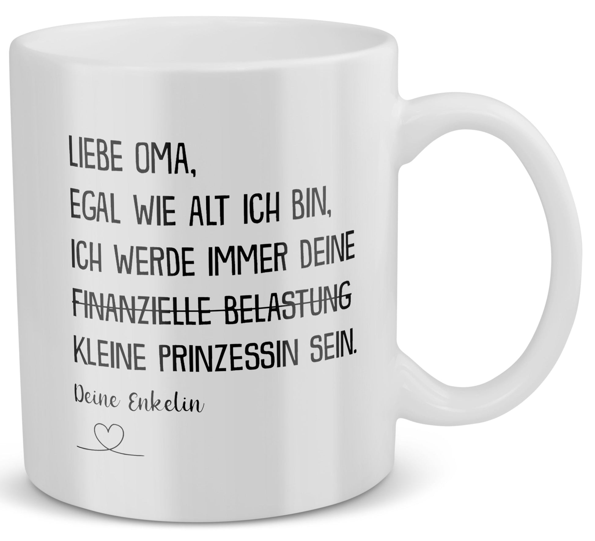 22Feels® Geschenk für Oma von Enkelin - Tasse mit Spruch: Egal Wie Alt Ich Bin, Kleine Prinzessin (Weiss, 320ml)-Weisse Tasse 320ml-22Feels