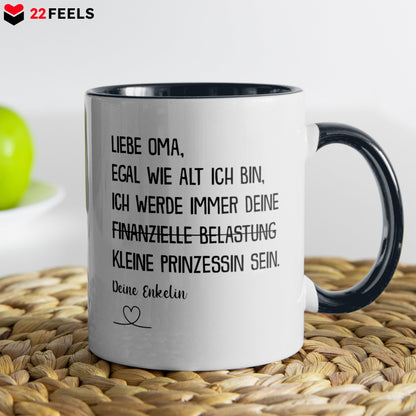 22Feels® Oma Geschenk von Enkelin - Tasse mit Spruch (Weiss-Schwarz, 320ml)-TwoTone Tasse Weiss-Schwarz 320ml-22Feels
