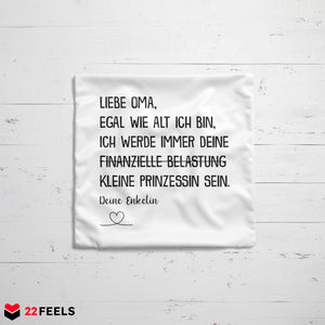 22Feels® Oma Geschenk von Enkelin - Kissen mit Spruch (Weiss 40x40cm)-Kissen Weiss 40x40-22Feels