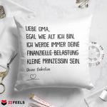 22Feels® Oma Geschenk von Enkelin - Kissen mit Spruch (Weiss 40x40cm)-Kissen Weiss 40x40-22Feels
