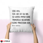 22Feels® Oma Geschenk von Enkelin - Kissen mit Spruch (Weiss 40x40cm)-Kissen Weiss 40x40-22Feels
