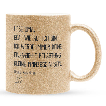 22Feels® Oma Geschenk von Enkelin - Glitzertasse mit Spruch (Gold, 320ml)-Glitzertasse Gold 320ml-22Feels