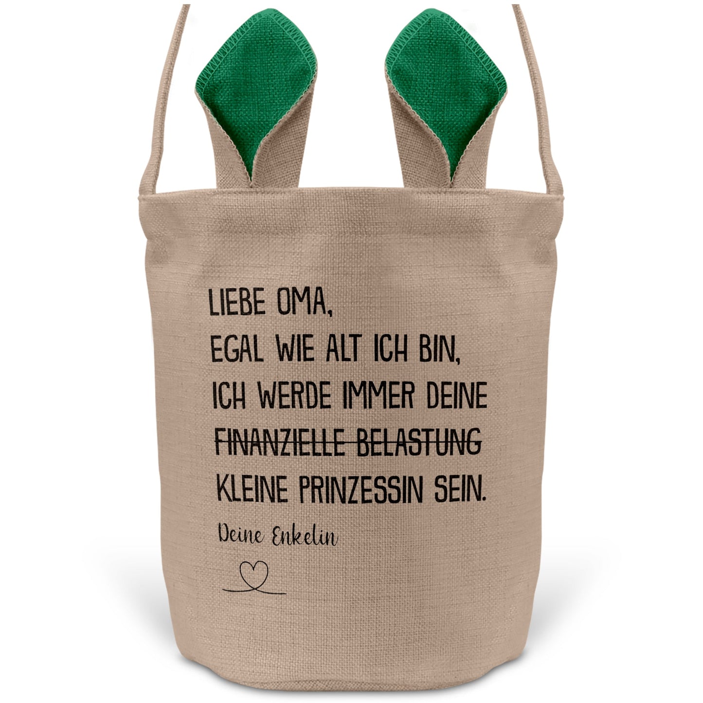 22Feels® Oma Osterkorb von Enkelin Grossmutter mit Henkel Ostergeschenk Tragetasche Ostern Deko Osternest Körbchen Hasenohren (Beige/Grün)-Ostern Tragetasche-22Feels