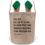 22Feels® Oma Osterkorb von Enkelin Grossmutter mit Henkel Ostergeschenk Tragetasche Ostern Deko Osternest Körbchen Hasenohren (Beige/Grün)-Ostern Tragetasche-22Feels