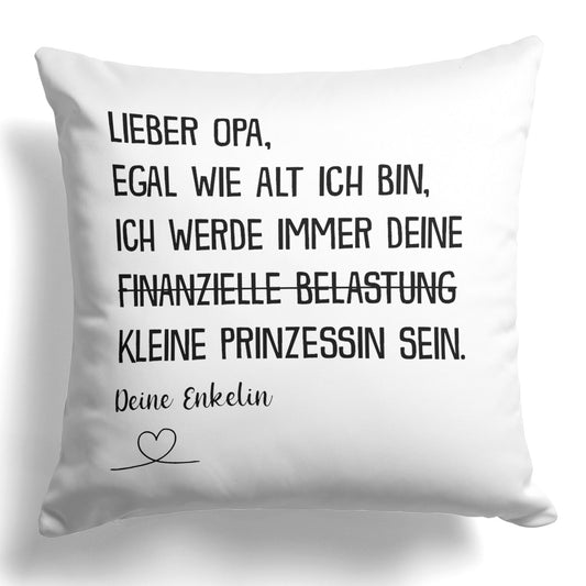 22Feels® Opa Geschenk von Enkelin - Kissen mit Spruch (Weiss 40x40cm)-Kissen Weiss 40x40-22Feels