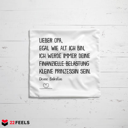 22Feels® Opa Geschenk von Enkelin - Kissen mit Spruch (Weiss 40x40cm)-Kissen Weiss 40x40-22Feels