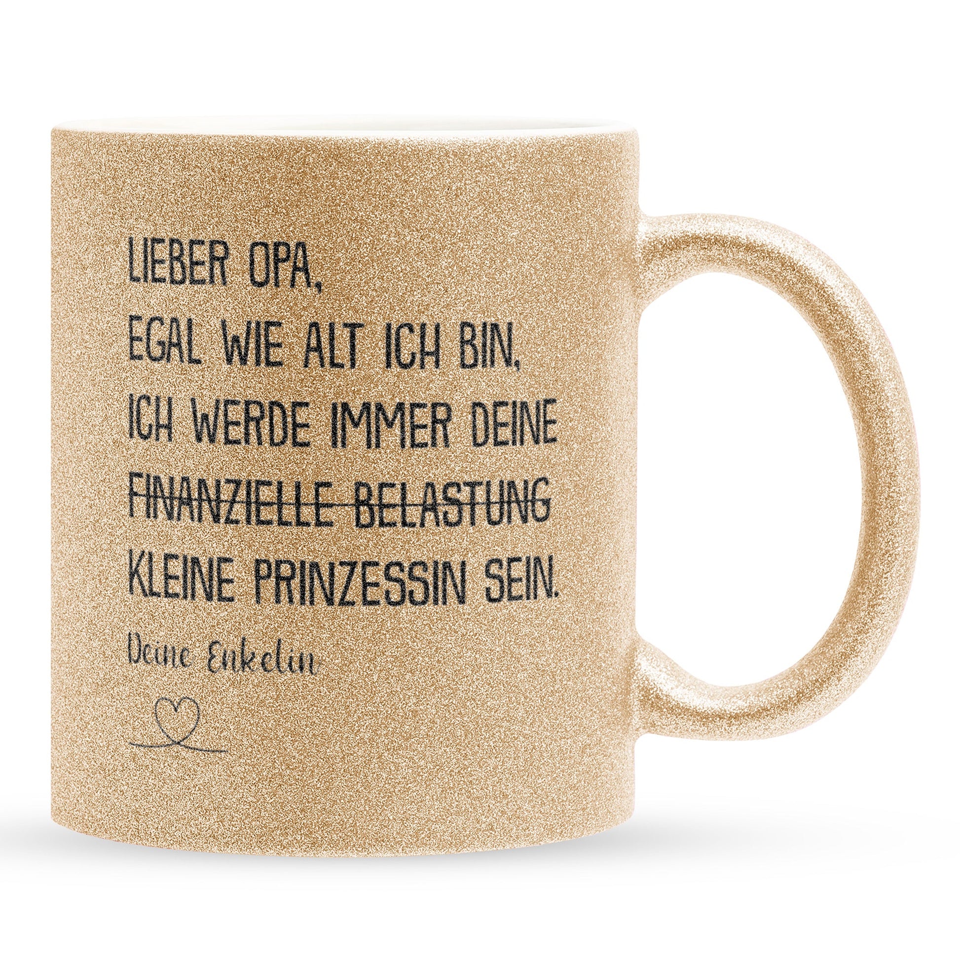 22Feels® Opa Geschenk von Enkelin - Glitzertasse mit Spruch (Gold, 320ml)-Glitzertasse Gold 320ml-22Feels