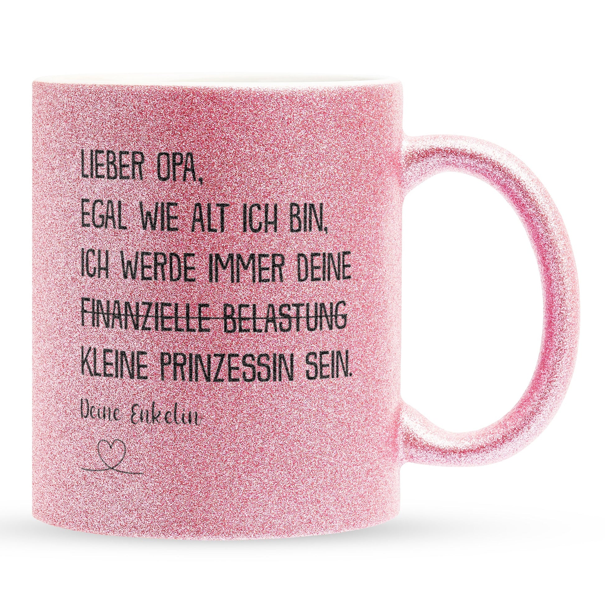 22Feels® Opa Geschenk von Enkelin - Glitzertasse mit Spruch (Pink, 320ml)-Glitzertasse Pink 320ml-22Feels