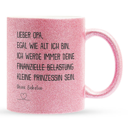 22Feels® Opa Geschenk von Enkelin - Glitzertasse mit Spruch (Pink, 320ml)-Glitzertasse Pink 320ml-22Feels