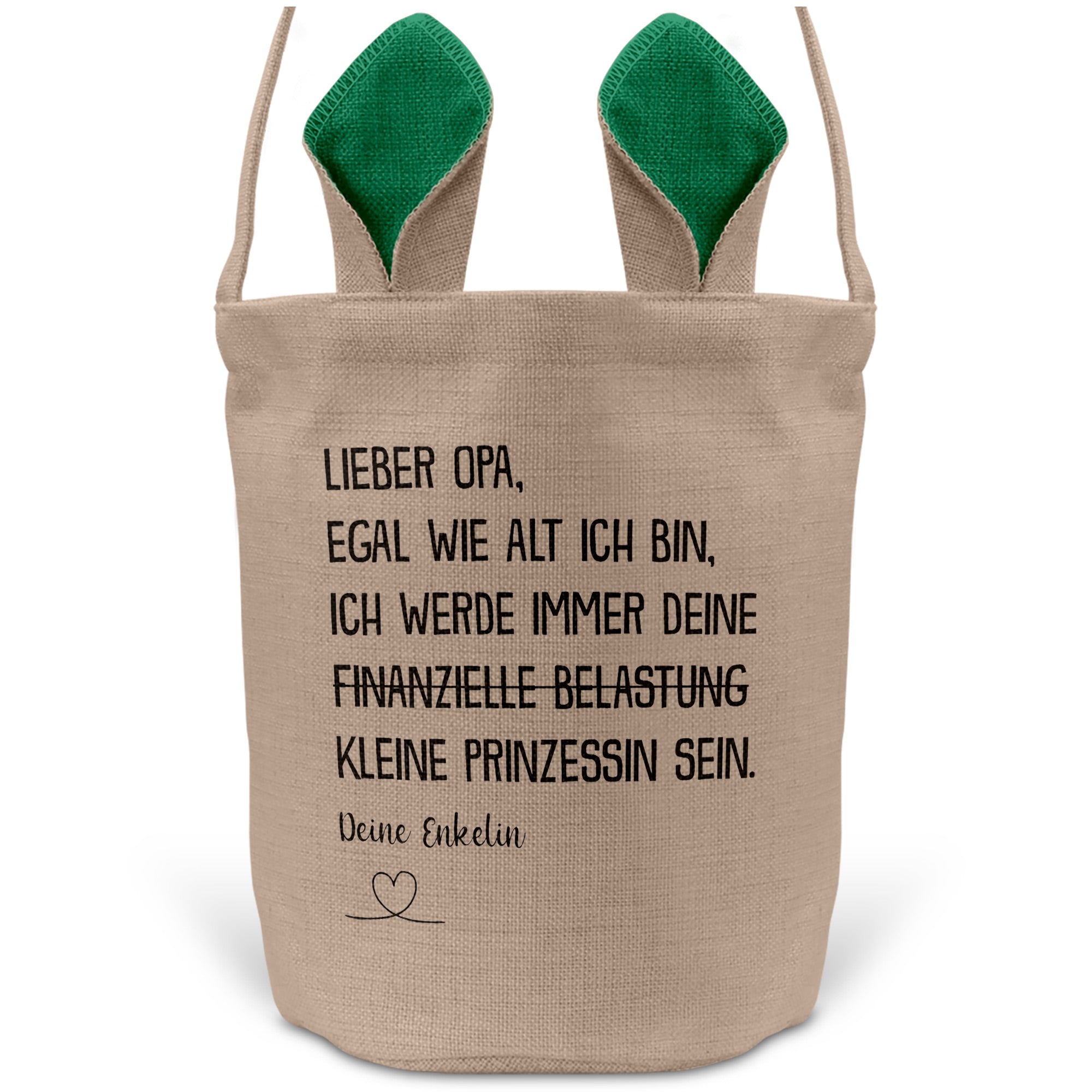 22Feels® Opa Osterkorb von Enkelin Grossvater mit Henkel Ostergeschenk Tragetasche Ostern Deko Osternest Körbchen Hasenohren (Beige/Grün)-Ostern Tragetasche-22Feels