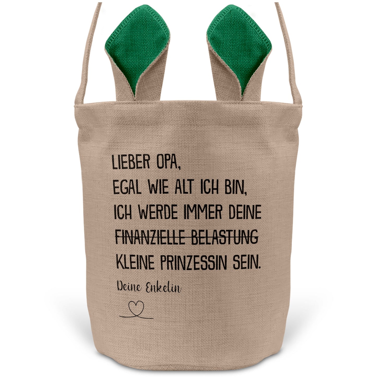 22Feels® Opa Osterkorb von Enkelin Grossvater mit Henkel Ostergeschenk Tragetasche Ostern Deko Osternest Körbchen Hasenohren (Beige/Grün)-Ostern Tragetasche-22Feels