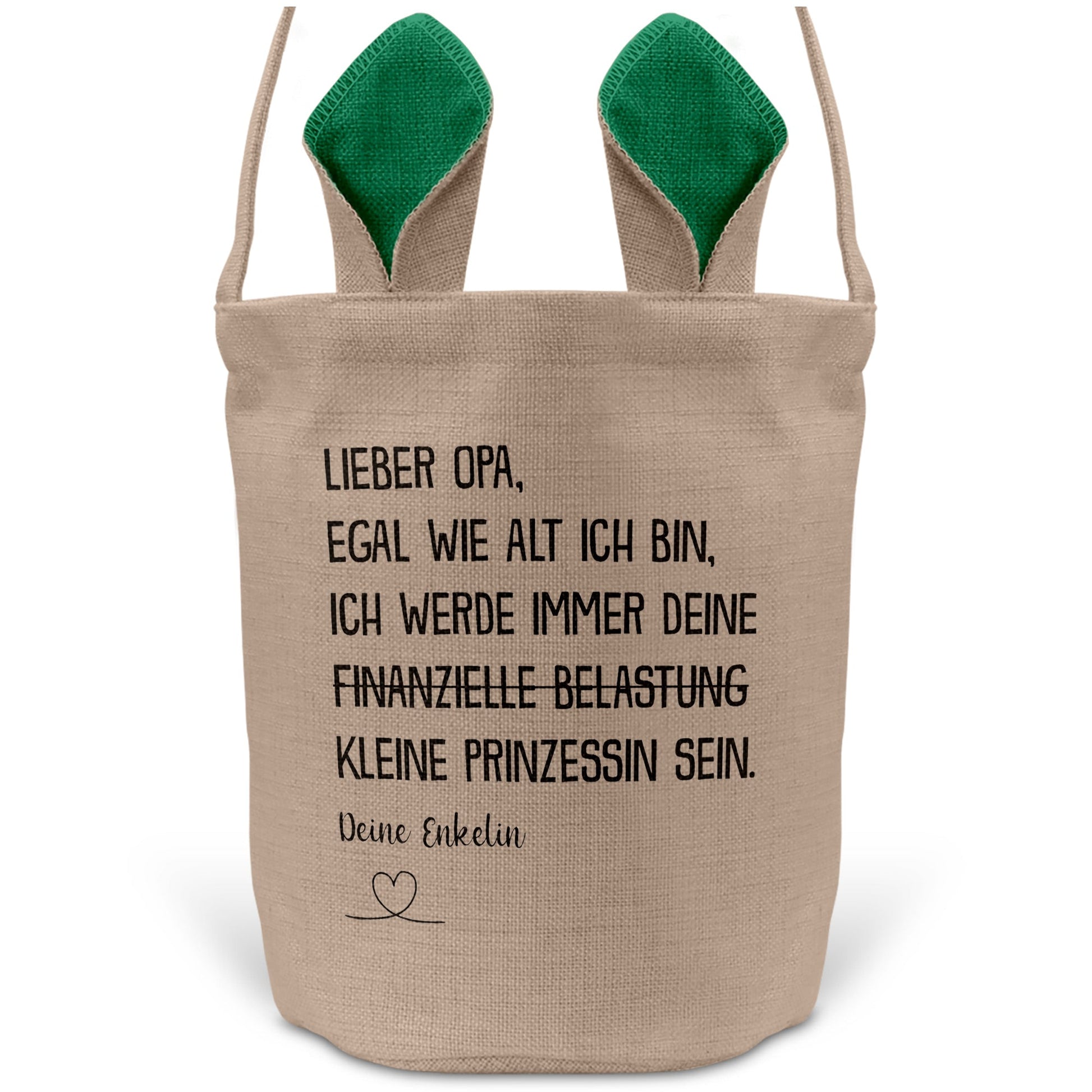 22Feels® Opa Osterkorb von Enkelin Grossvater mit Henkel Ostergeschenk Tragetasche Ostern Deko Osternest Körbchen Hasenohren (Beige/Grün)-Ostern Tragetasche-22Feels