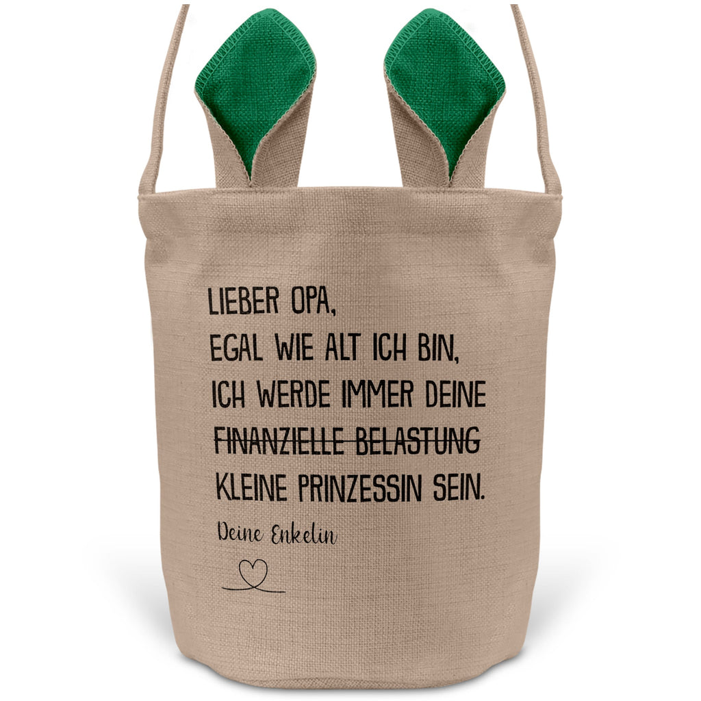 22Feels® Opa Osterkorb von Enkelin Grossvater mit Henkel Ostergeschenk Tragetasche Ostern Deko Osternest Körbchen Hasenohren (Beige/Grün)-Ostern Tragetasche-22Feels