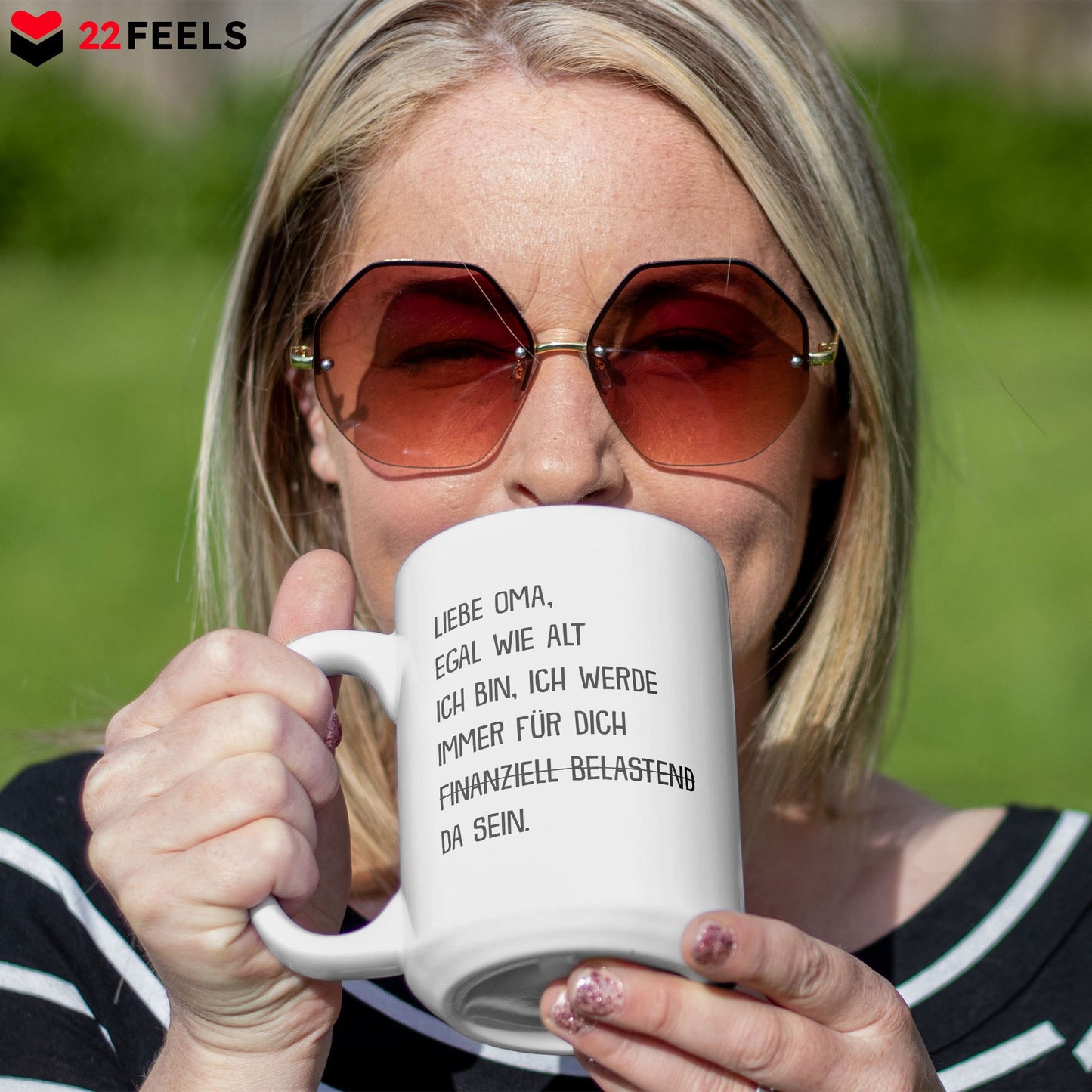 22Feels® Oma Geschenk - XL Tasse mit Spruch (Weiss, 440ml)-Weisse XL Tasse 440ml-22Feels